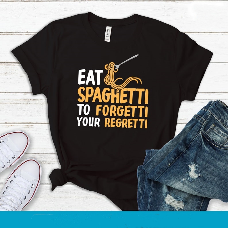 Eat Spaghetti Italian Food Lover Foodie Printed T-shirt