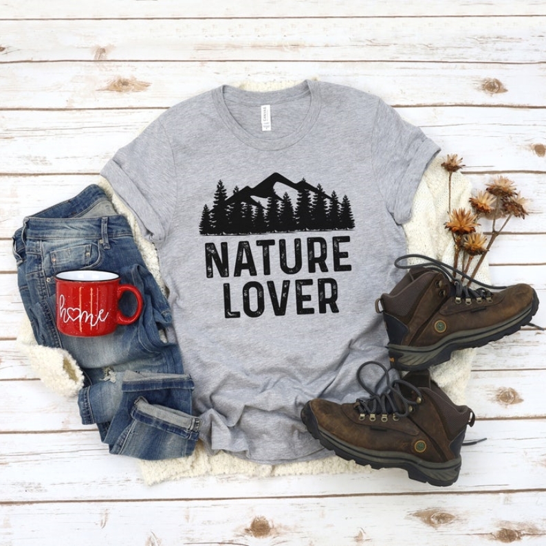 Outdoor Nature Lover Mountains Trees Printed T-shirt 