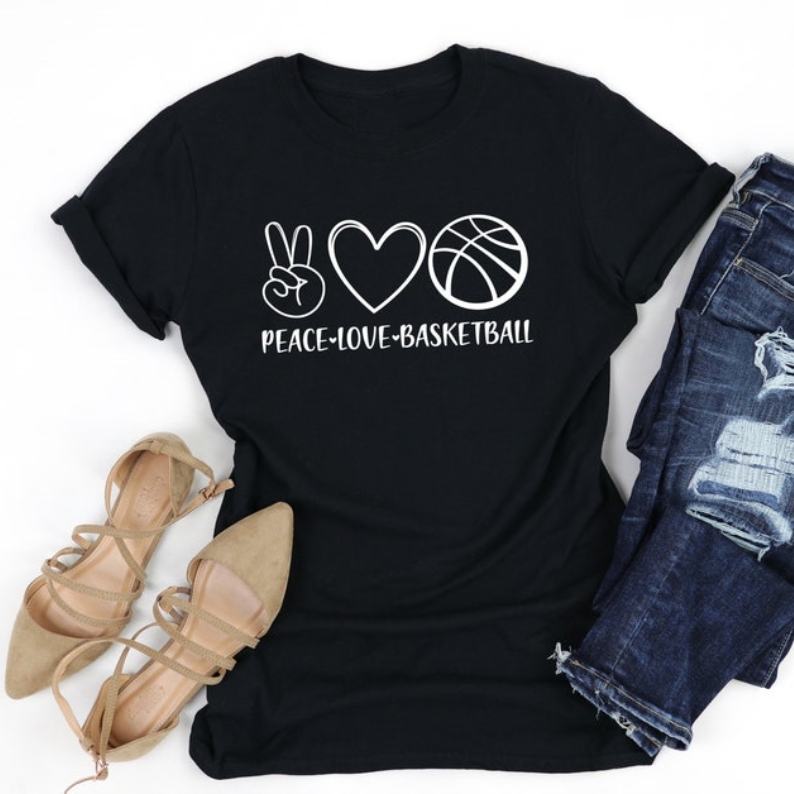 Basketball Lover Peace Love Basketball Printed T-shirt 