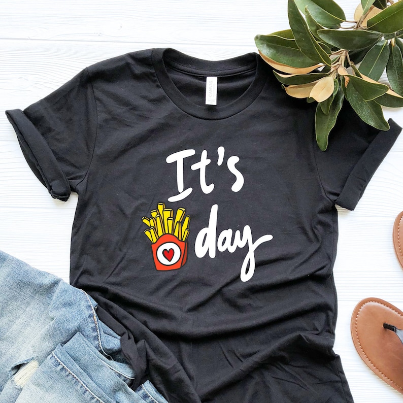 Funny Foodie Food Lover It's Fry Day Printed T-shirt