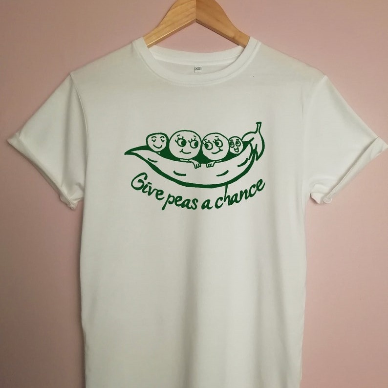 Give Peas A Chance Funny Foodie Food Lover Printed T-shirt