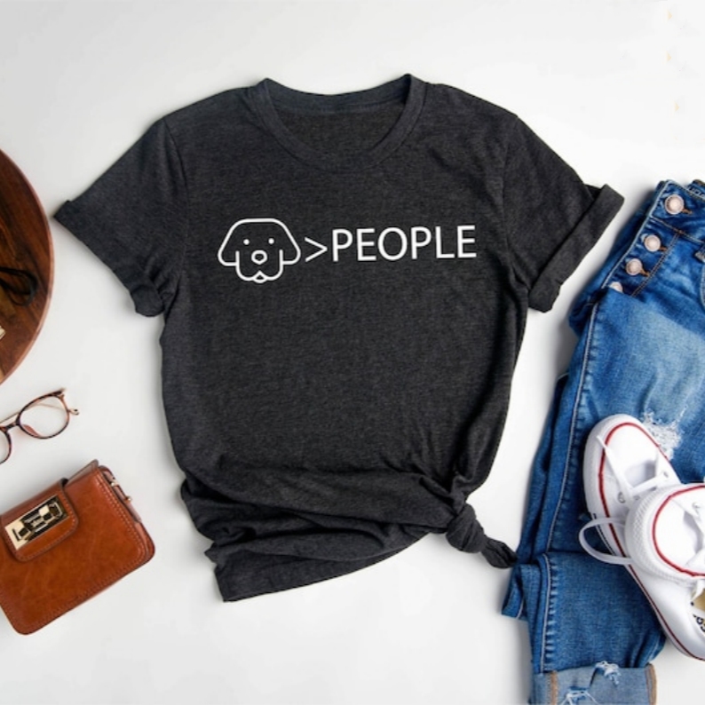 Dogs Over People Funny Animal Pet Lover Printed T-shirt