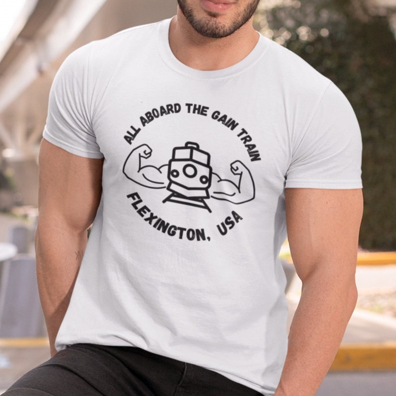 All Abord The Gain Train Funny Gym Workout T-shirt