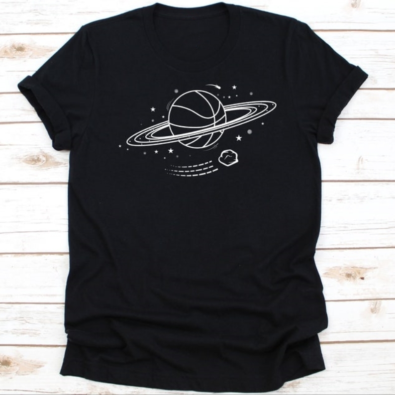 Basketball Lover Funny Basketball Planet Printed T-shirt 