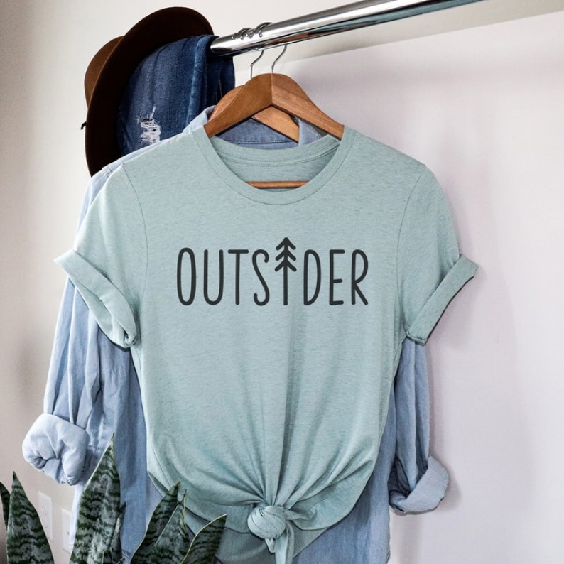 Outdoor Hiker Camper Outsider Tree Printed T-shirt 