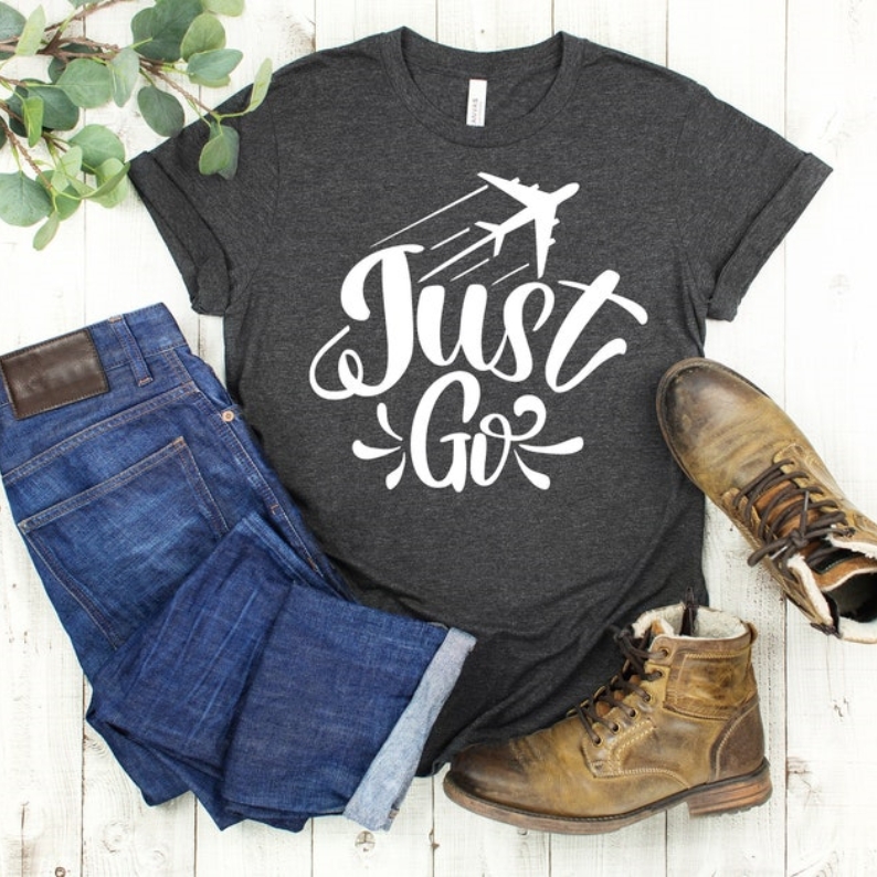 Vacation Travel Lover Just Go Plane Printed T-shirt