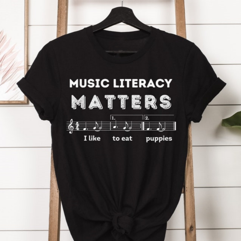 I Like to Eat Puppies Funny Music Pun Printed T-shirt 
