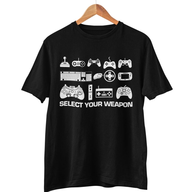 Funny Game Gamer Select Your Weapon Gamepad Printed T-shirt