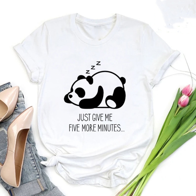 Just Give Me Five More Minutes Cute Sleeping Panda Lover T-Shirt