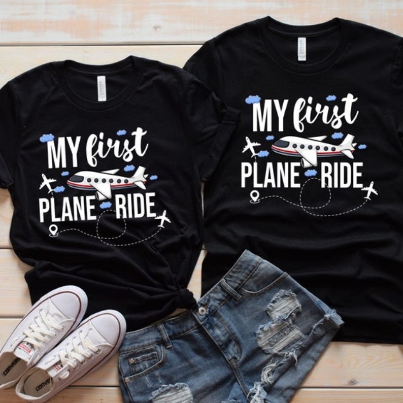 Vacation Travel Lover My First Plane Ride Printed T-shirt