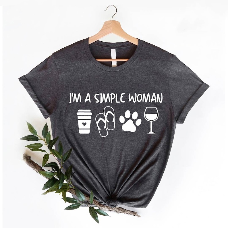 Pet Dog Cat Lover I Am A Simple Woman Printed T-shirt