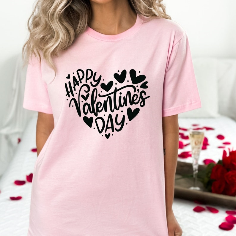 Happy Valentine's Day Heart Printed T-shirt 