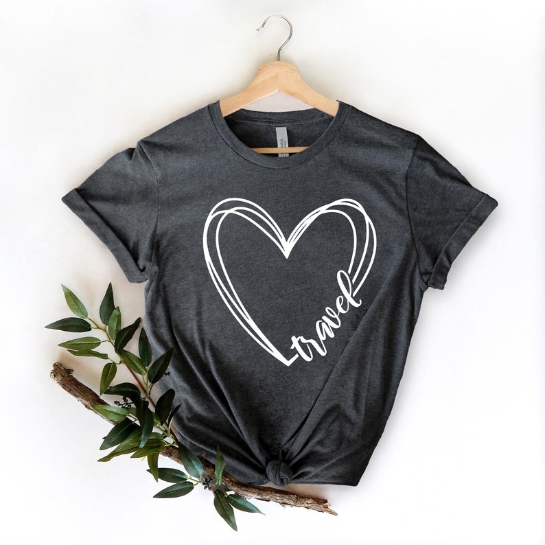 Vacation Travel Lover Heart Love Printed T-shirt