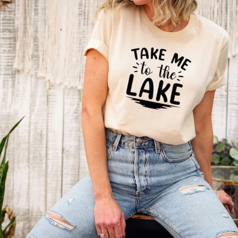 Vacation Travel Lover Take Me To The Lake Printed T-shirt