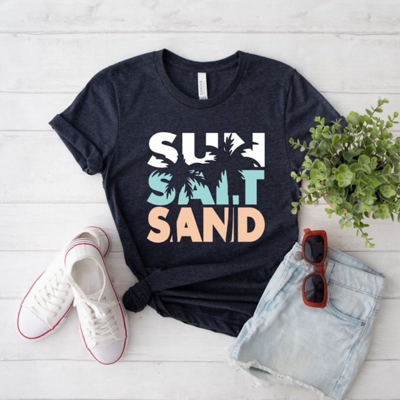 Sun Sand Salt Beach Summer Vacation Travel Lover T-shirt