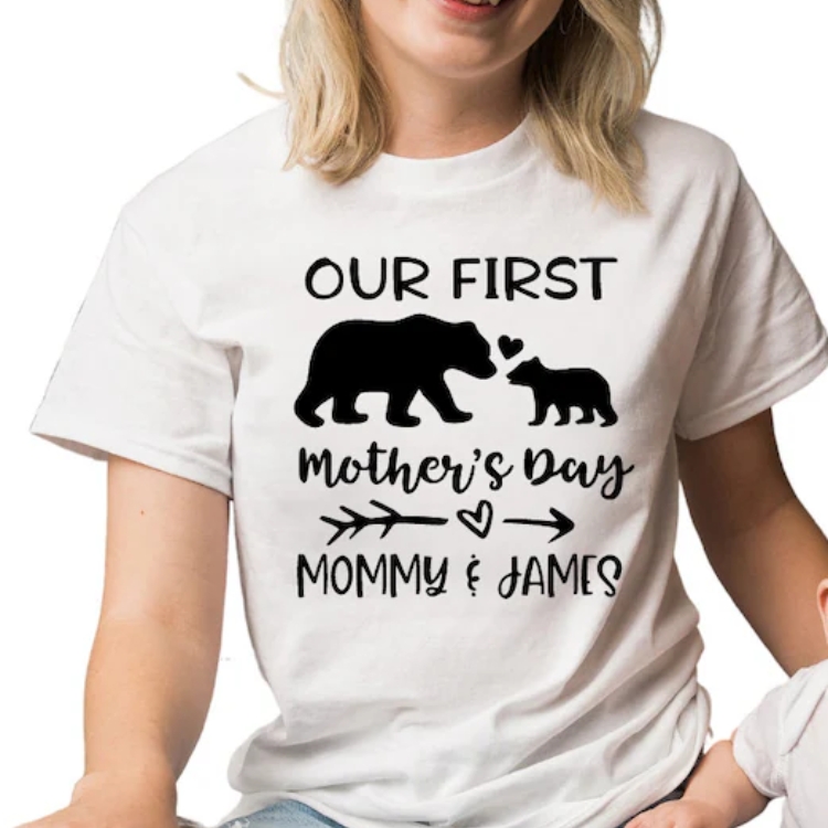 Our First Mother's Day Name Custom Made Bears Printed T-shirt