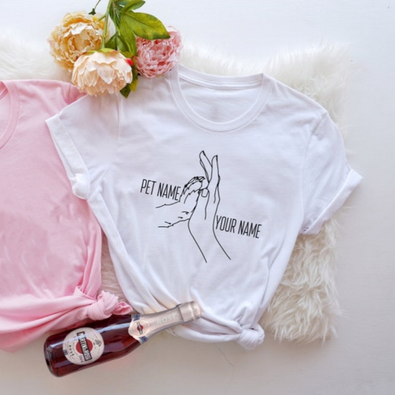 Pet Lover Name of Dog And Dog Owner Custom Made Printed T-shirt