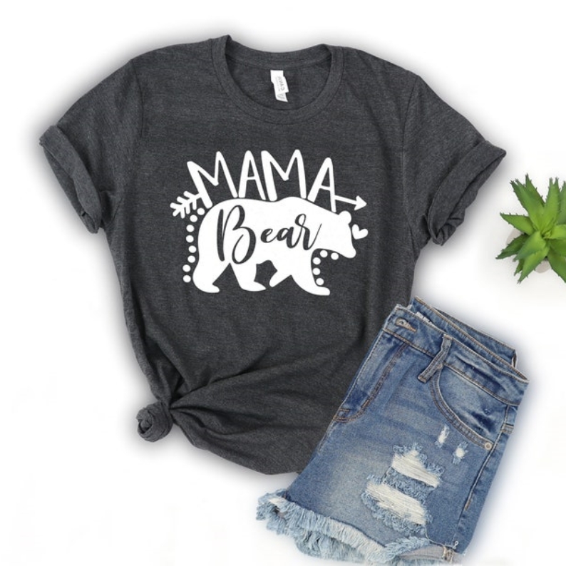Mother's Day Mama Bear Printed T-shirt 