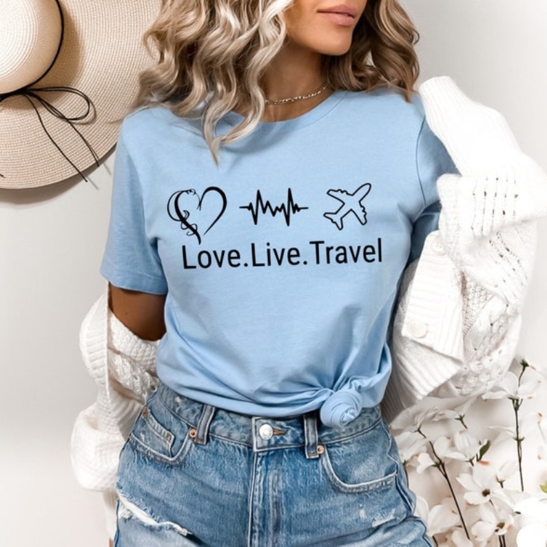 Love Live Travel Vacation Travel Lover Printed T-shirt