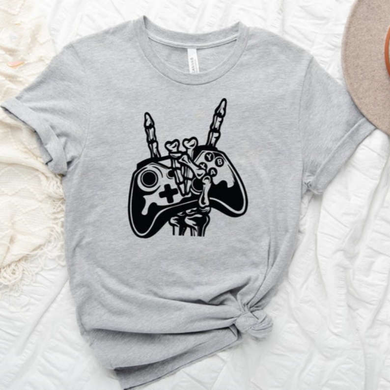 Skeleton Gamepad Game Gamer Printed T-shirt