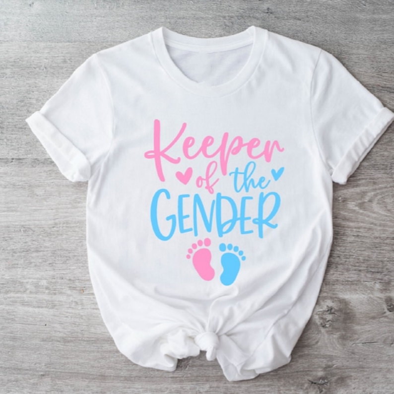 Mother's Day Gender Reveal Keeper Of The Gender Printed T-Shirt