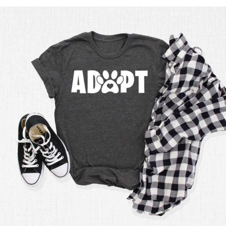 Pet Dog Lover Adopt Dog Paw Printed T-shirt