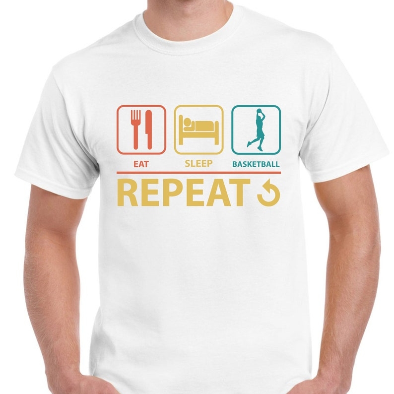 Basketball Lover Eat Sleep Basketball Repeat Printed T-shirt 