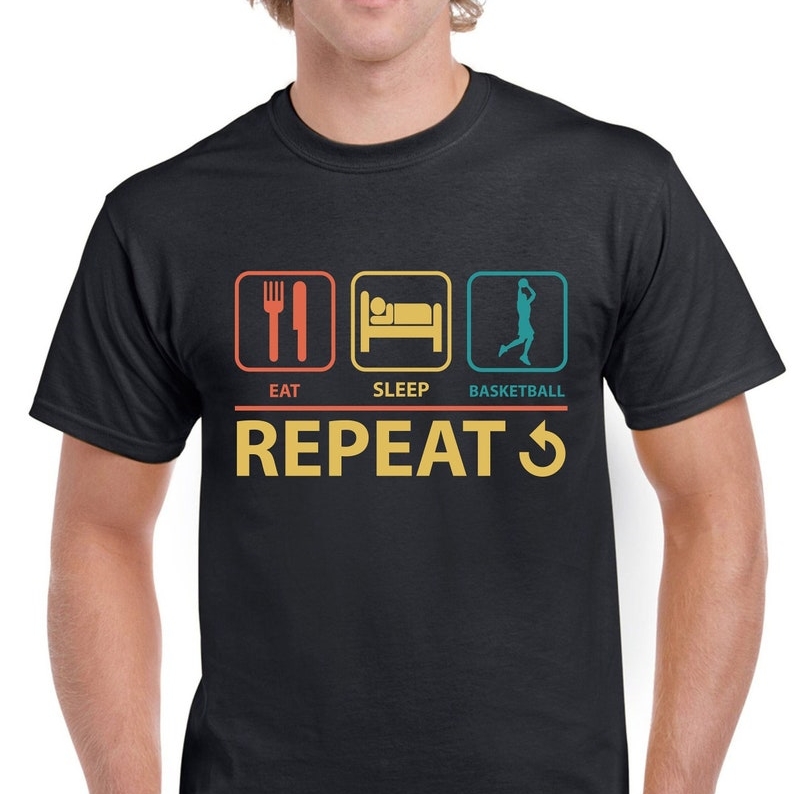 Basketball Lover Eat Sleep Basketball Repeat Printed T-shirt 