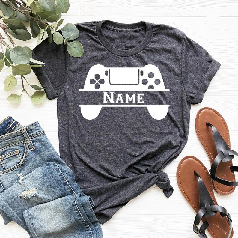 Gamepad Custom Name Game Gamer Printed T-shirt