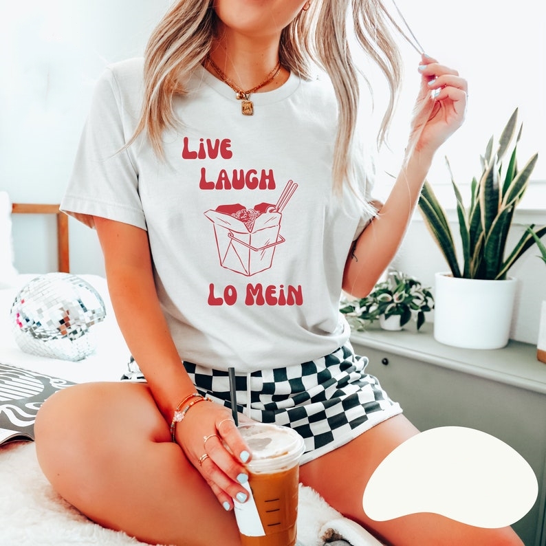Live Lunch Lo Mein Foodie Food Lover Printed T-shirt