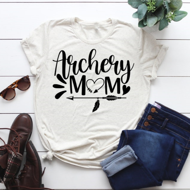 Sports Archery Supporter Archery Mom Printed T-Shirt