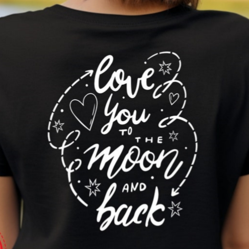 Valentine's Day Love You To The Moon And Back Printed T-shirt 
