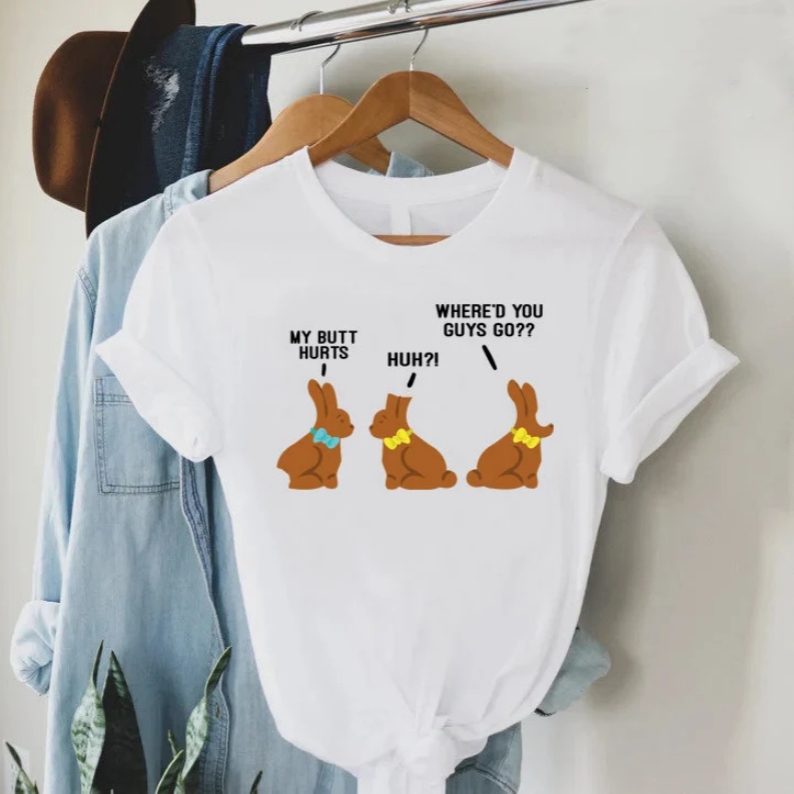My Butt Hurts Funny Rabbit Easter Printed T-shirt 