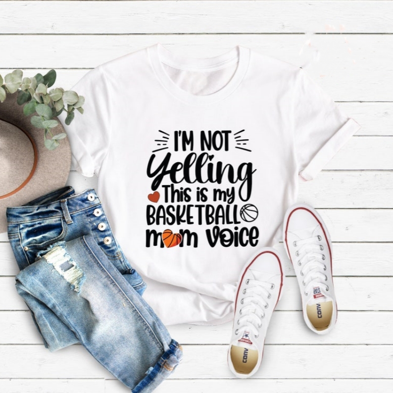 Basketball Lover This Is My Basketball Mom Voice Printed T-shirt 