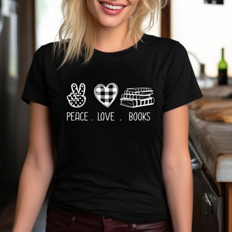 Peace Love Books World Book Day Printed T-shirt 