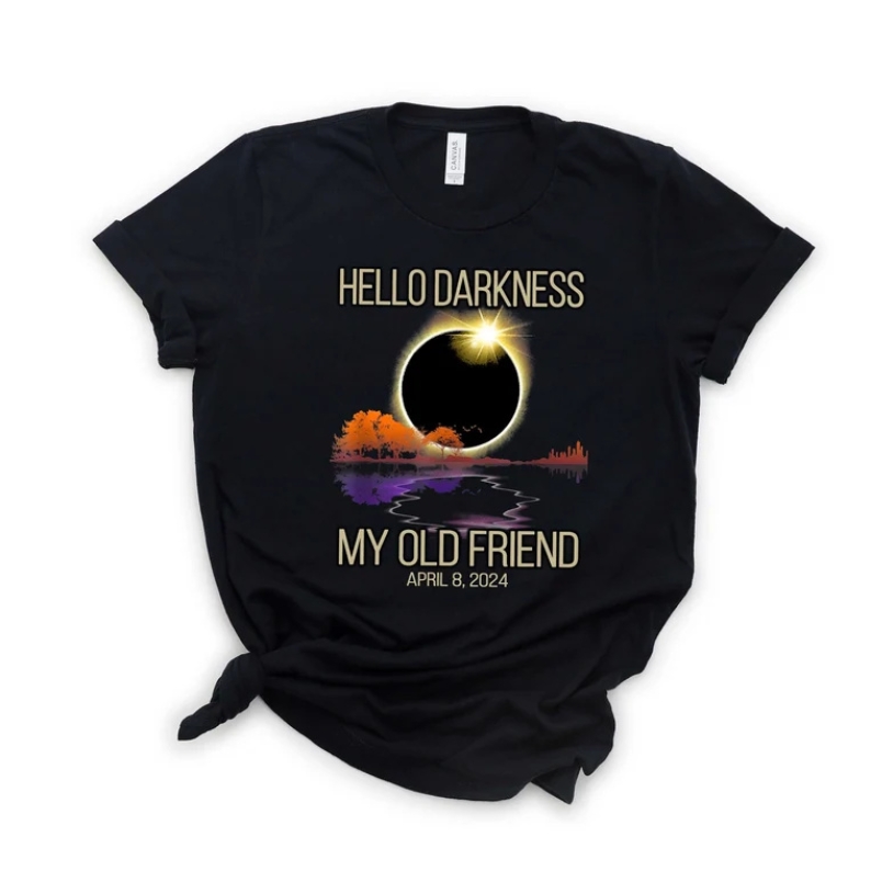 2024 Solar Eclipse Hello Darkness My Old Friend Astronomy Lover T-shirt