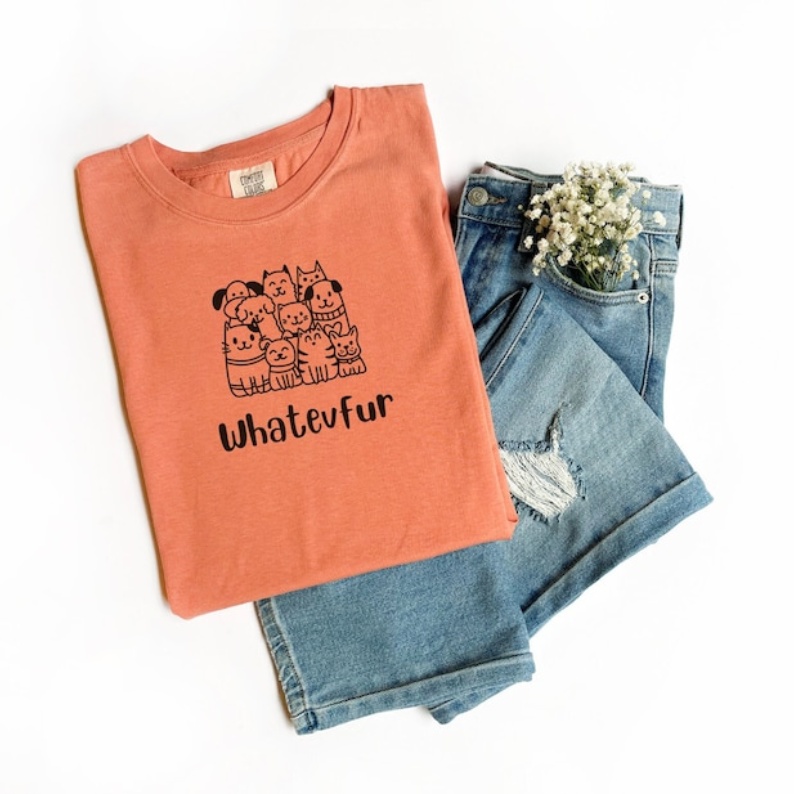 Whatevfur Cute Cats Dogs Pet Lover Printed T-shirt
