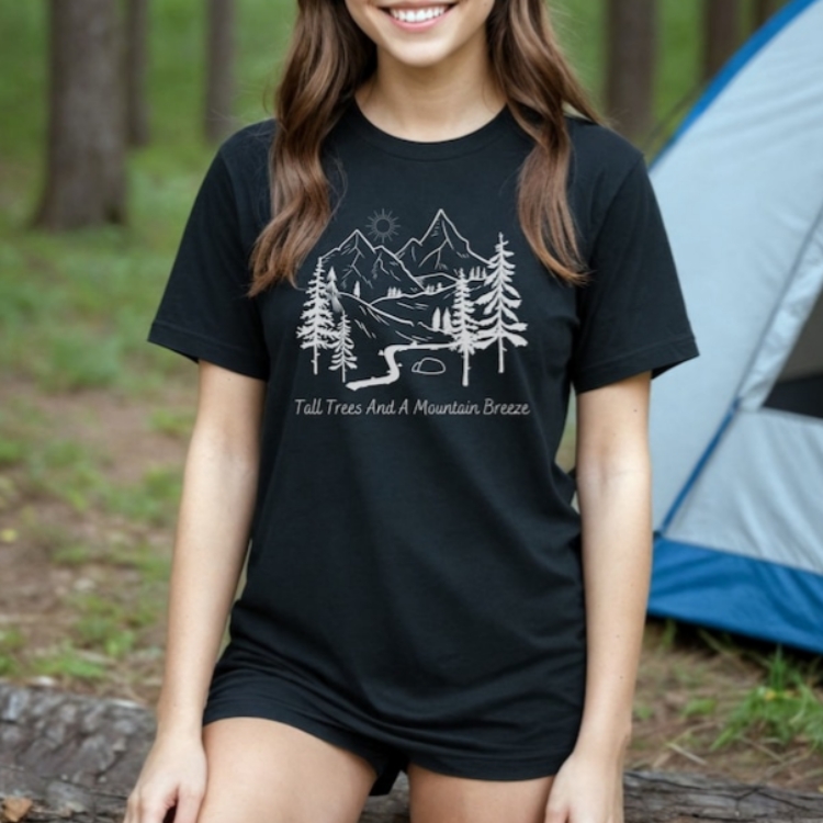 Tall Trees and A Mountain Breeze Outdoor Adventure Printed T-shirt 