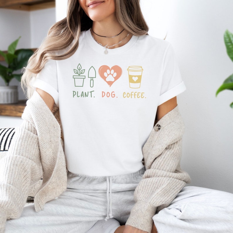 Plant Dog Coffee Gardening Plant Lover Printed T-shirt 