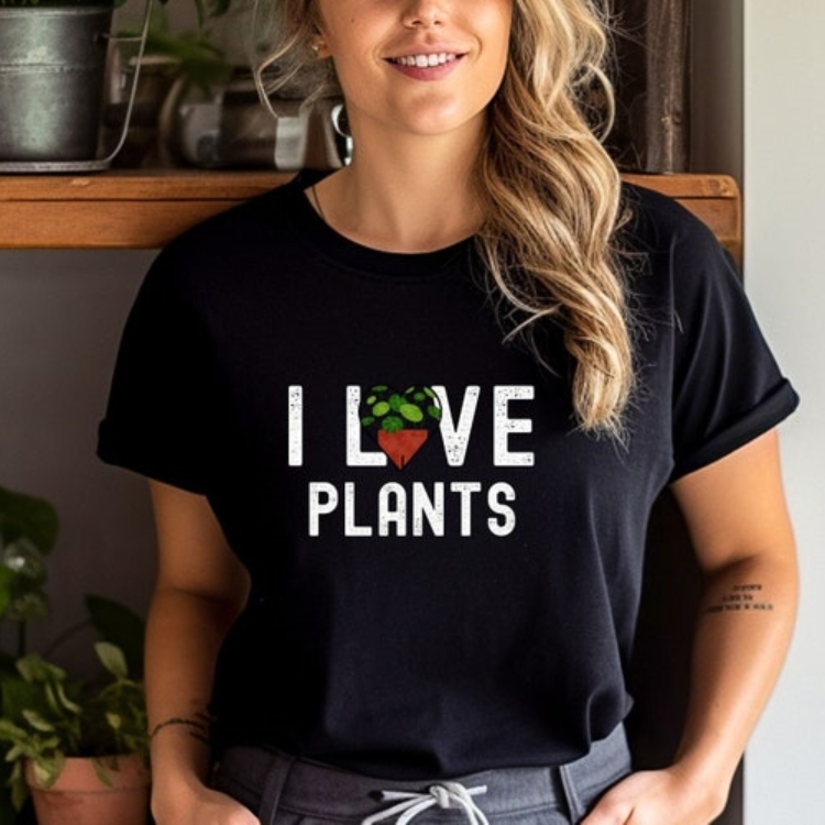 I Love Plants Gardening Plant Lover Printed T-shirt 