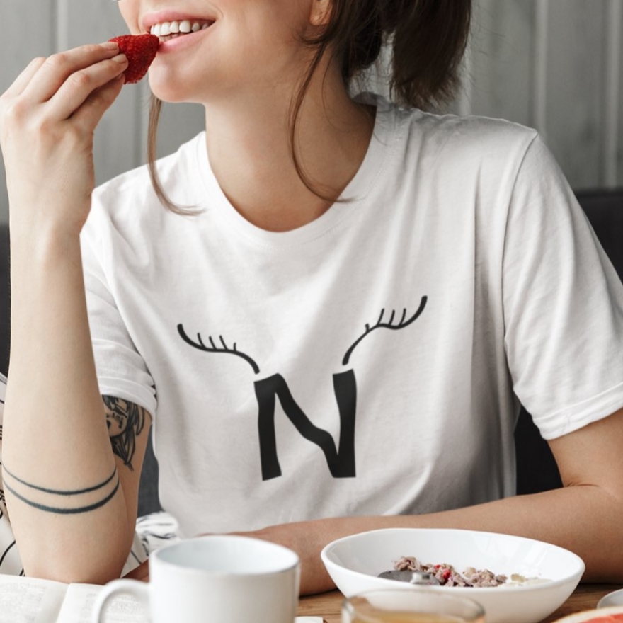 N Initial Reindeer Christmas Festival T-Shirt