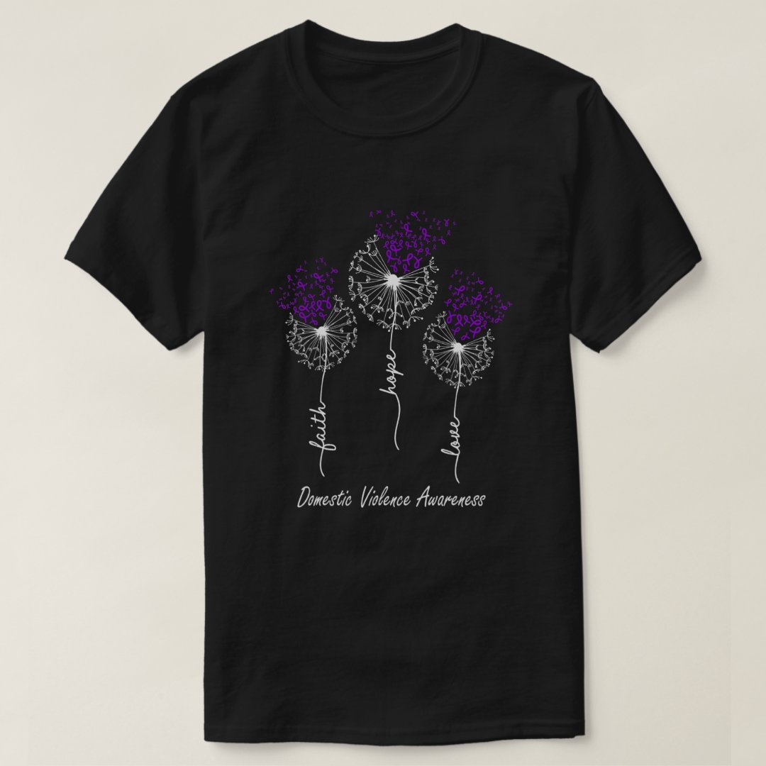 Domestic Violence Awareness Faith Hope Love Printed T-Shirt