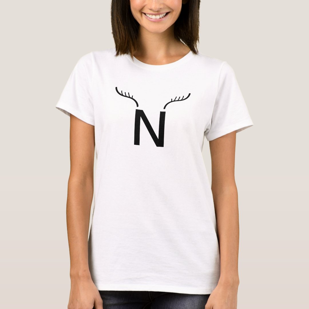 N Initial Reindeer Christmas Festival T-Shirt