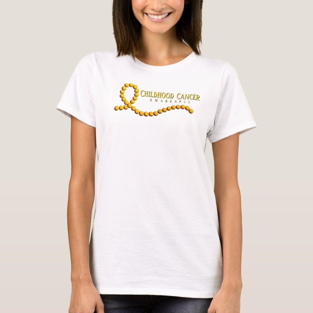 Childhood Cancer Awareness Beaded Ribbon Printed T-Shirt