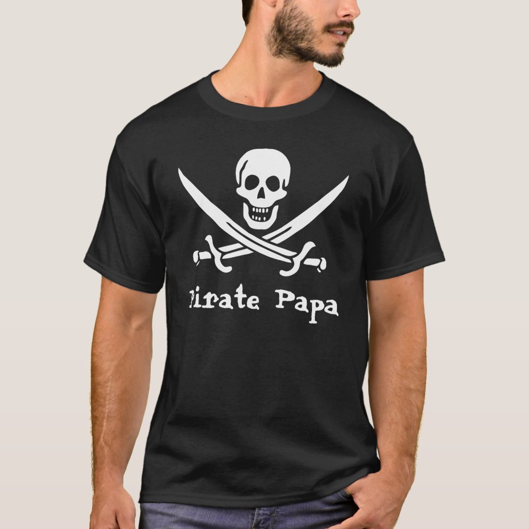 Priate Papa Captain Pirate Printed T-Shirt