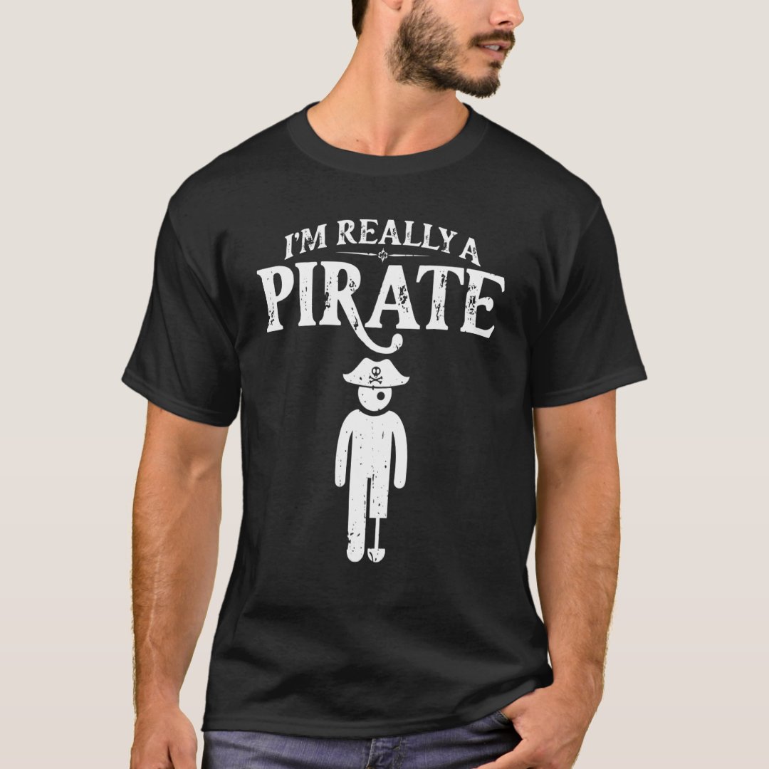 I'm Really A Pirate Captain Pirate Printed T-Shirt