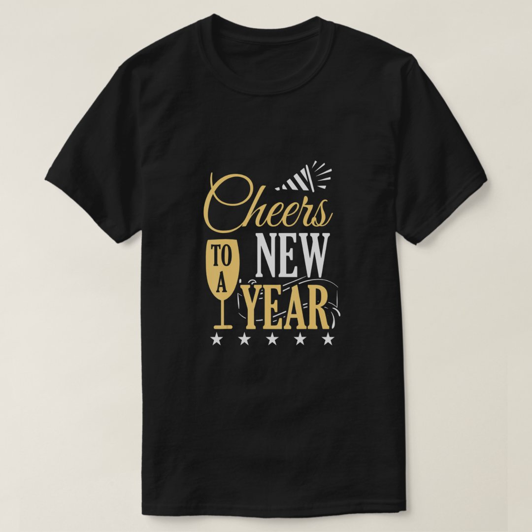 Happy New Year Cheers To A New Year Printed T-Shirt