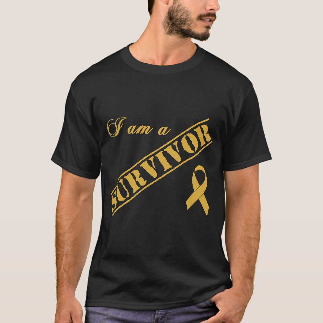 Childhood Cancer Awareness I Am A Survivor Printed T-Shirt