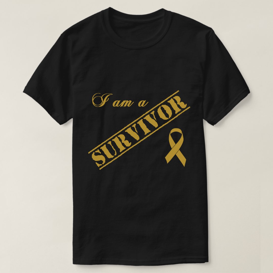 Childhood Cancer Awareness I Am A Survivor Printed T-Shirt