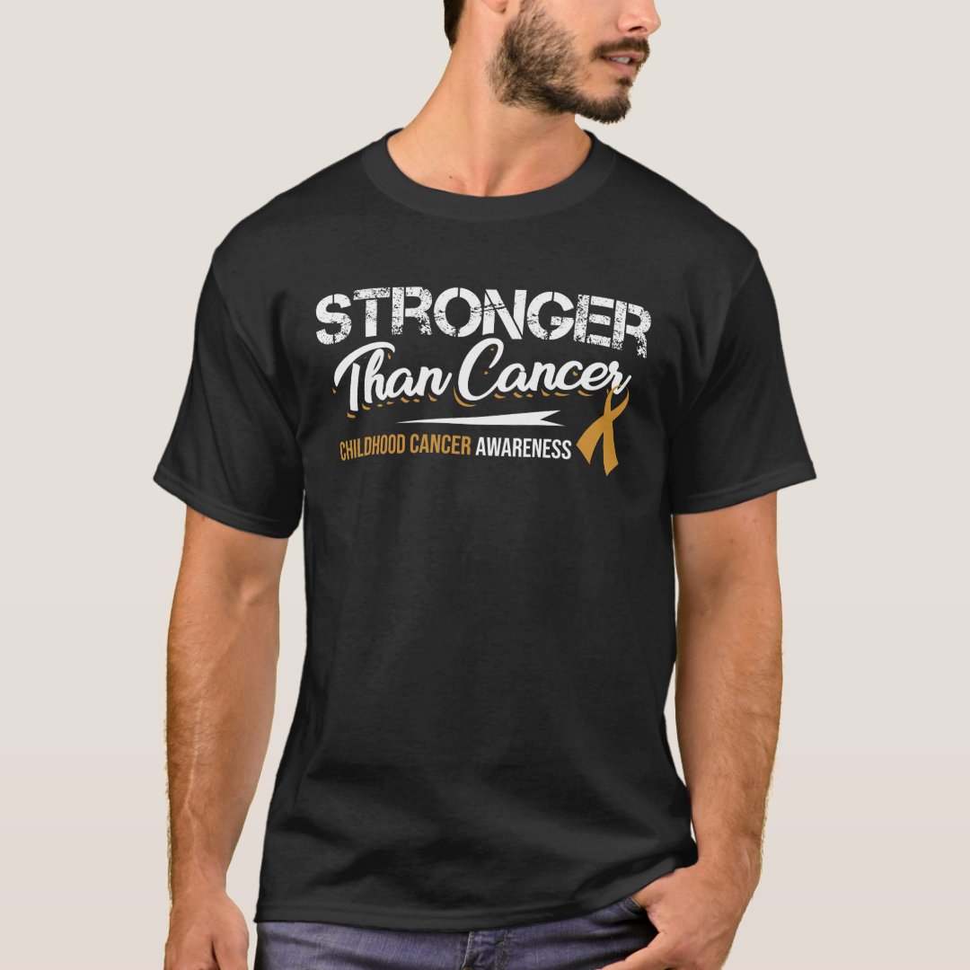  Childhood Cancer Awareness Stronger Than Cancer Printed T-Shirt